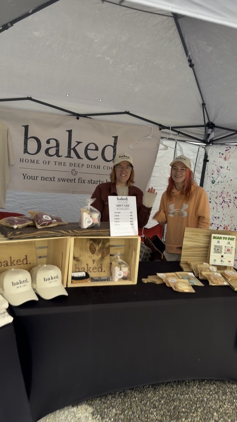 The baked. Maine team behind their deep dish cookie booth at Mother's Eve in Naples