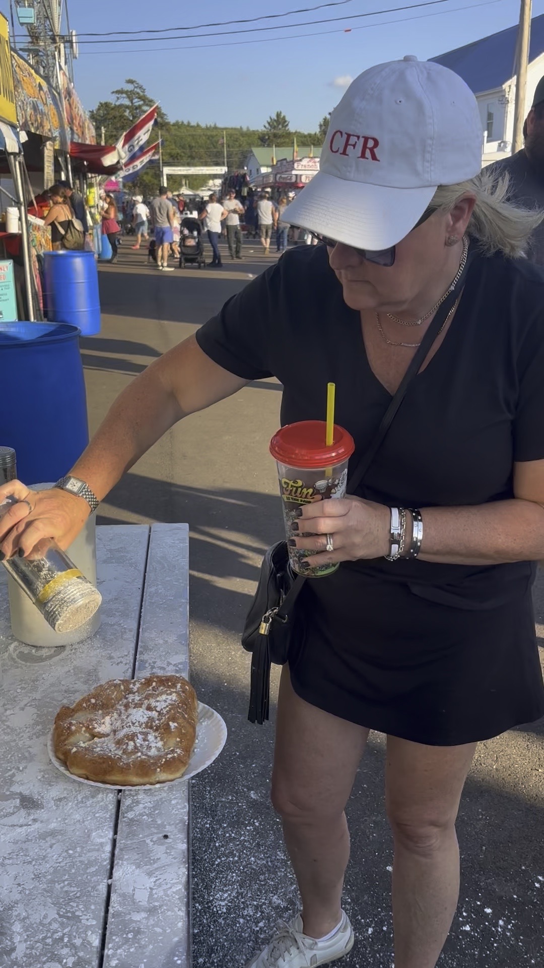 Fried dough with powdered sugar at the Fryeburg Fair